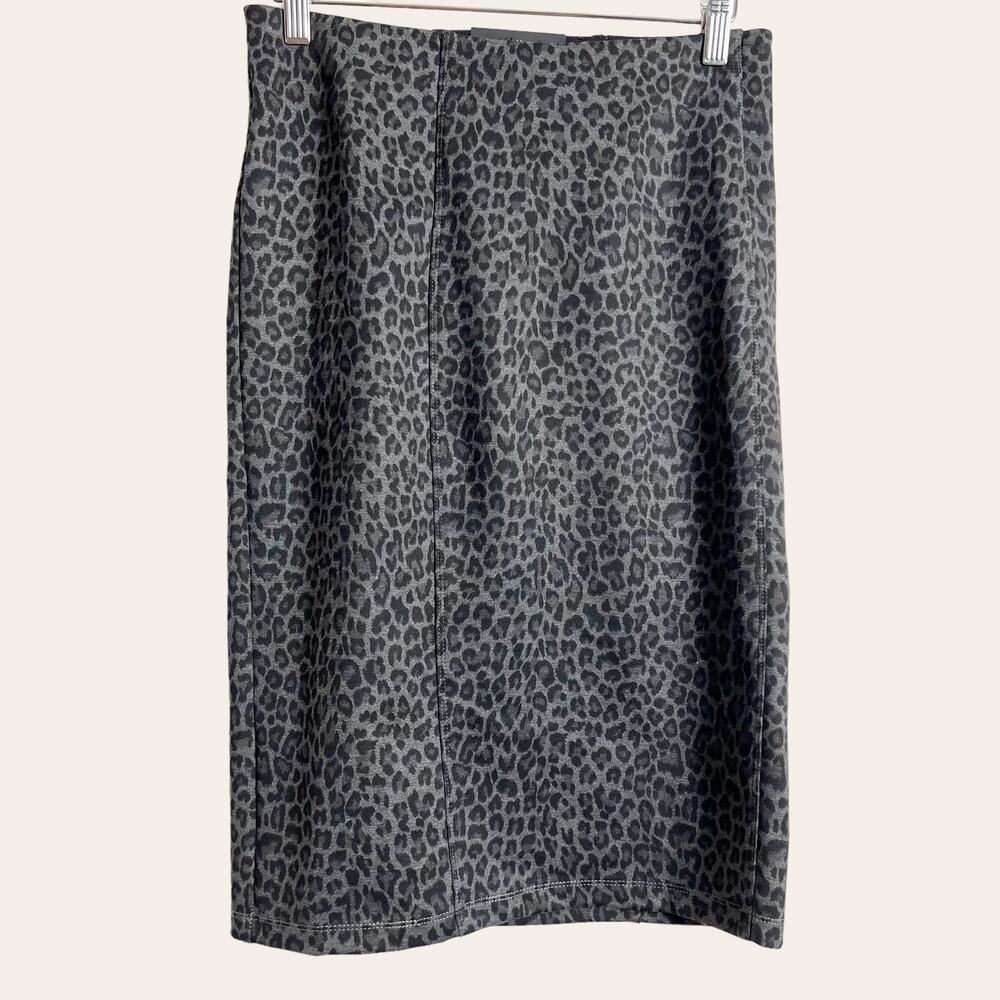 Liverpool Reese Gray Black Leopard Animal Print High Rise Pencil Skirt Size 4